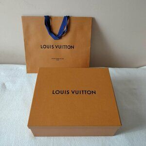 Authentic LOUIS VUITTON LV Empty Box, Bag and Blue Ribbon with Name